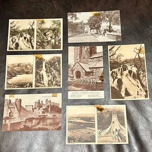 Seven Vintage Wales Postcards Sepia 1940s-50s Castle Waterfall More UK Unposted